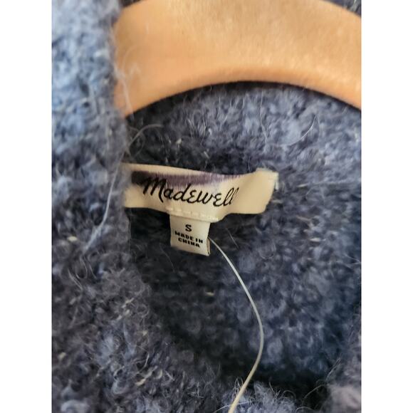 NWT Madewell Wool-Alpaca Blend Bouclé-Knit Oversized Sweater Blue S - Picture 7 of 11